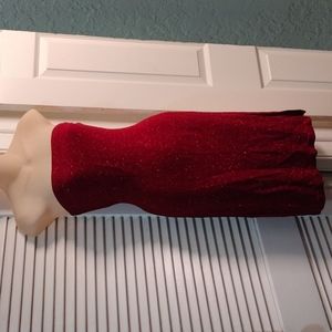 Strapless red glitter dress